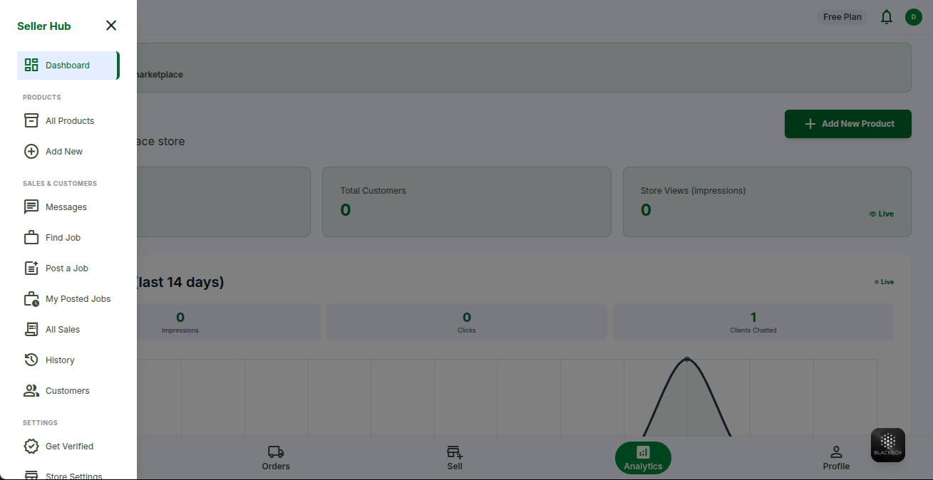 Mega Mart seller hub sidebar